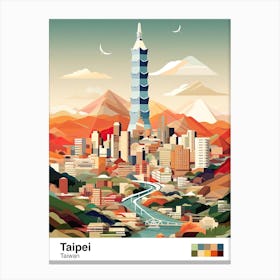 Taipei,Taiwan, Geometric Illustration 2 Poster Canvas Print