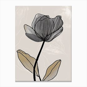 Line Art Tulips Flowers Illustration Neutral 15 Canvas Print