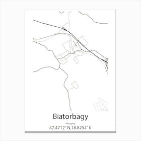 Biatorbagy,Hungary Minimalist Map 1 Canvas Print