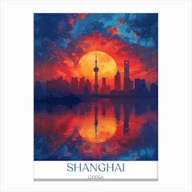 Shanghai China Travel Poster Canvas Print