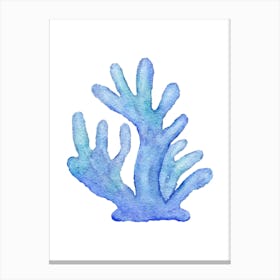 Watercolor Blue Coral Canvas Print