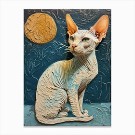Sphynx Cat Relief Illustration 4 Canvas Print