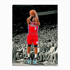 Kyle Lowry Of The Philadelphia 76ers Shoots A Three Point Basket Against The New York Knicks Canvas Print