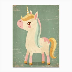 Pastel Storybook Style Unicorn 4 Stampe su tela