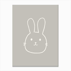 Simple Bunny Line Drawing 2 White & Grey Canvas Print