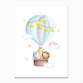 Hot Air Balloon With Animals Kids and Nursery Canvas Print