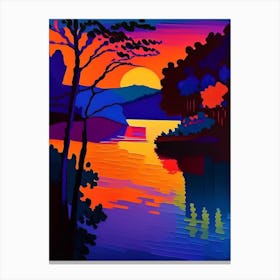 River Colourful Sunset Canvas Print