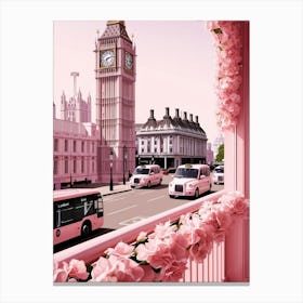 Pink London Landmark wall art Big Ben London taxi 2025 Canvas Print