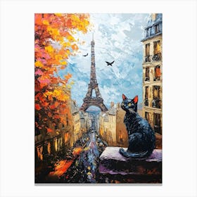 Black Cat In Paris 1 Canvas Print