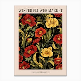 English Primrose 4 Winter Flower Market Poster Canvas Print