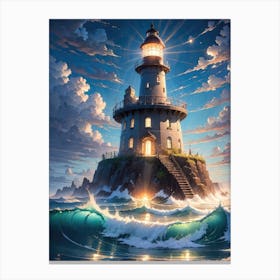 A Lighthouse In The Middle Of The Ocean 67 Canvas Print