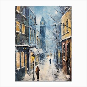 Vintage Winter Painting Cologne Germany 2 Canvas Print