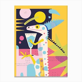Lizard Drinking A Cocktail Modern Abstract Illustration 2 Canvas Print
