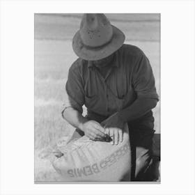 Sewing Sack Of Wheat On Combine, Walla Walla County, Washington By Russell Lee Canvas Print