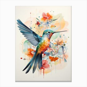 Bird Painting Collage Hummingbird 1 Canvas Print