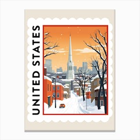 Retro Winter Stamp Poster Boston Usa 1 Canvas Print