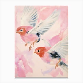 Pink Ethereal Bird Painting Robin 1 Canvas Print