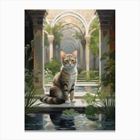 Cat In Floral Medieval Monestary 2 Canvas Print