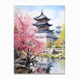 Yuyuan Garden China Watercolour 2 Canvas Print