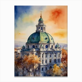 Watercolor Of Vienna City Hall Canvas Print