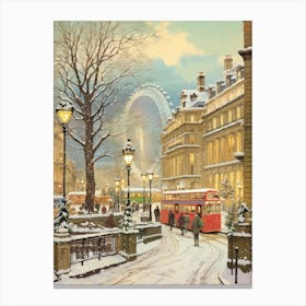 Vintage Winter Illustration London United Kingdom 3 2 Canvas Print