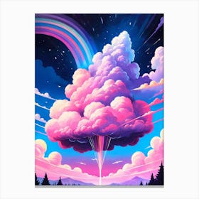 Surreal Rainbow Clouds Sky Painting (23) Canvas Print