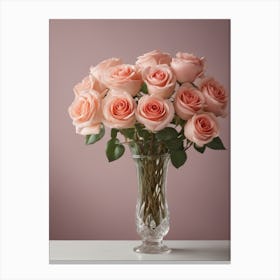 A Vase Of Pink Roses 94 Canvas Print