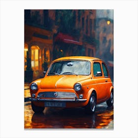 Orange Car In The Rain Canvas Print
