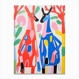 Colourful Kids Animal Art Kangaroos Canvas Print
