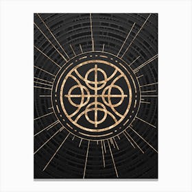 Geometric Glyph Symbol in Gold with Radial Array Lines on Dark Gray n.0259 Canvas Print
