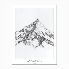 Annapurna Nepal Line Drawing 4 Poster Canvas Print