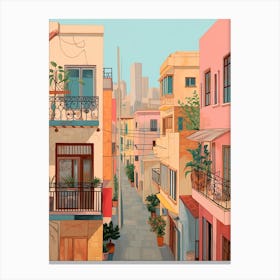 Tel Aviv Israel 1 Vintage Pink Travel Illustration Canvas Print