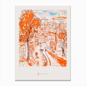 Genoa Italy Orange Drawing Poster Canvas Print