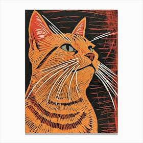 Exotic Shorthair Linocut Blockprint 3 Canvas Print