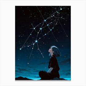 Girl Looking At The Stars 2 Canvas Print