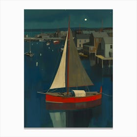 Sailboat At Night 1 Canvas Print