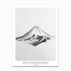 Mount Kilimanjaro Tanzania Line Drawing 4 Poster Canvas Print