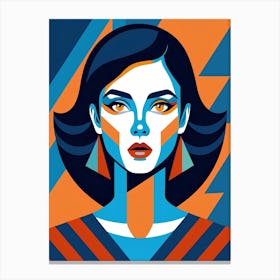 Woman In Blue And Orange Canvas Print