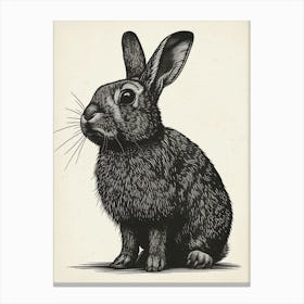 French Lop Blockprint Rabbit Illustration 2 Canvas Print
