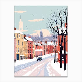 Retro Winter Illustration Liverpool United Kingdom Canvas Print