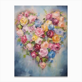 Roses In Heart Formation 2 Canvas Print