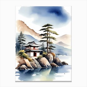 Japanese Landscape Watercolor Painting (5) 1 Canvas Print