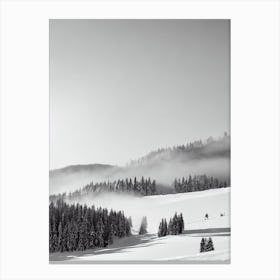 La Clusaz, France Black And White Skiing Poster Canvas Print