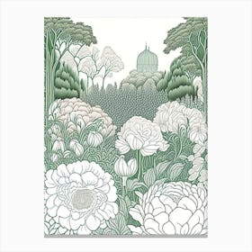 Parks And Public Gardens With Peonies 3 Drawing Canvas Print