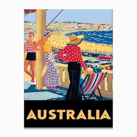 Australia, Ladies On Terrace Looking At The Beach Canvas Print