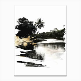 Water And Palm Trees Canvas Print