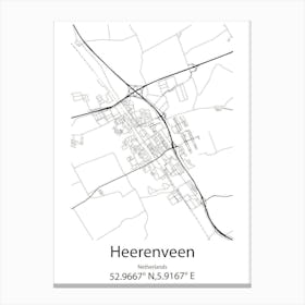 Heerenveen,Netherlands Minimalist Map Canvas Print