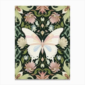 Floral Wallpaper With Butterfly Style William Morris Canvas Print