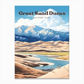 Great Sand Dunes Sand Desert Travel Art Illustration Canvas Print