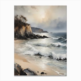 Vintage Coastal Seaside Painting (4) 1 Canvas Print